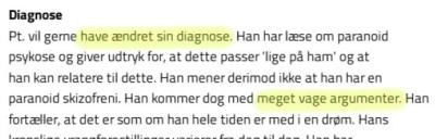 Ali, ændre diagnose, vage argumenter, til artiklen 'Forfulgt af en fejldiagnose'
