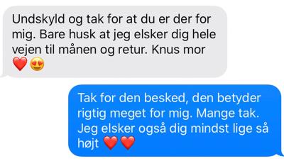 Billede af SMS'er mellem Cecilie og hendes mor