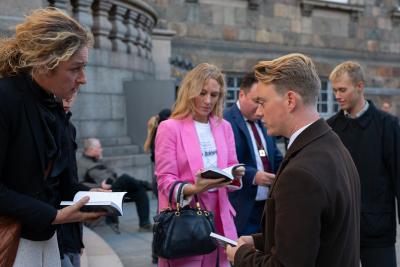 Folketingets åbning 2024, Opråb, fra venstre Maria Durhuus (S), Lea Wermelin (S), Anders Kronborg (S)