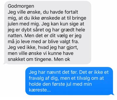 Billede af SMS'er mellem Cecilie og hendes mor