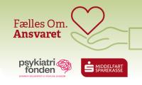 Logo: Fælles om ansvaret. Samarbejde mellem Psykiatrifonden og Middelfart Sparekasse